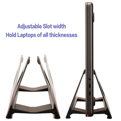 Psitek Vertical Laptop Stand, Space Saving MacBook Holder with Tool-Free Width Adjustment, Pretty Anodized Aluminum for Desk, Universal Fit for 10-17" Laptop