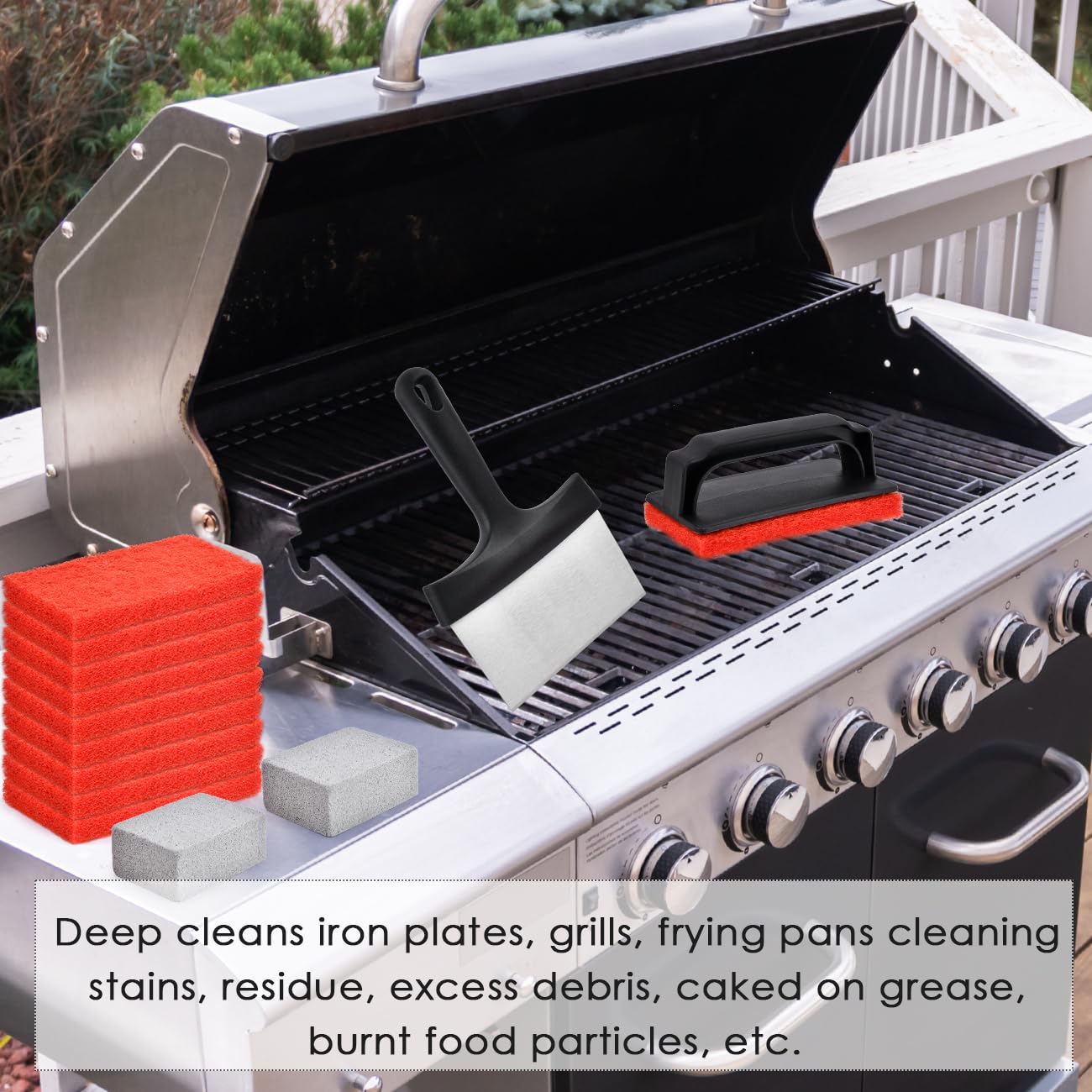 BVOPLME Griddle Cleaning Kit for Blackstone 14 Pieces, Griddle Cleaning Kit with Grill Stone, Griddle Scraper, & Griddle Brush, Flat Top Grill Cleaning Kit Easy to Clean on Hot or Cold Surfaces