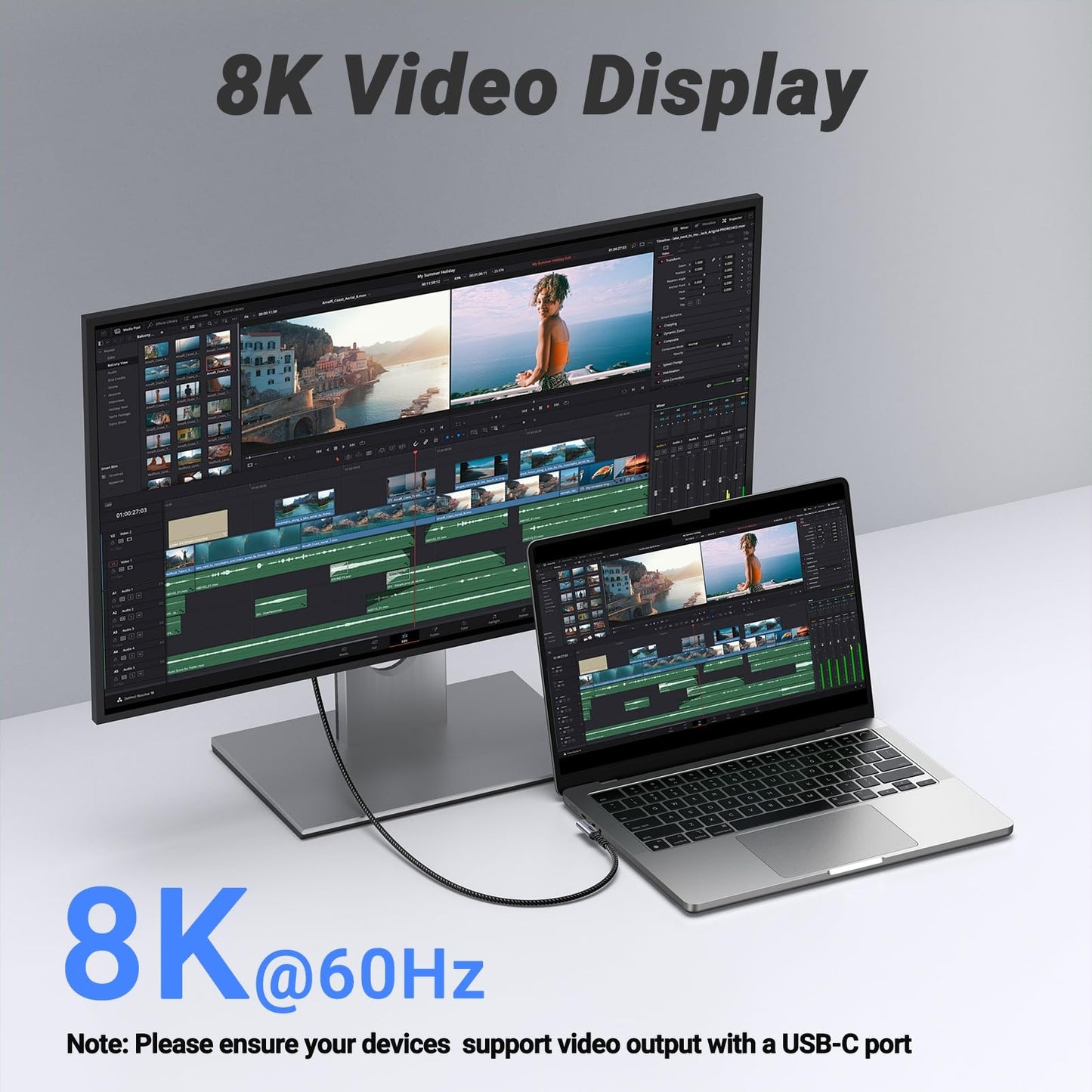SUMPK Short USB 4 Cable Right Angle [1.5FT 2 Packs], 240W Fast Charging with High Speed 40Gbps Data Transfer and 8K Video Display