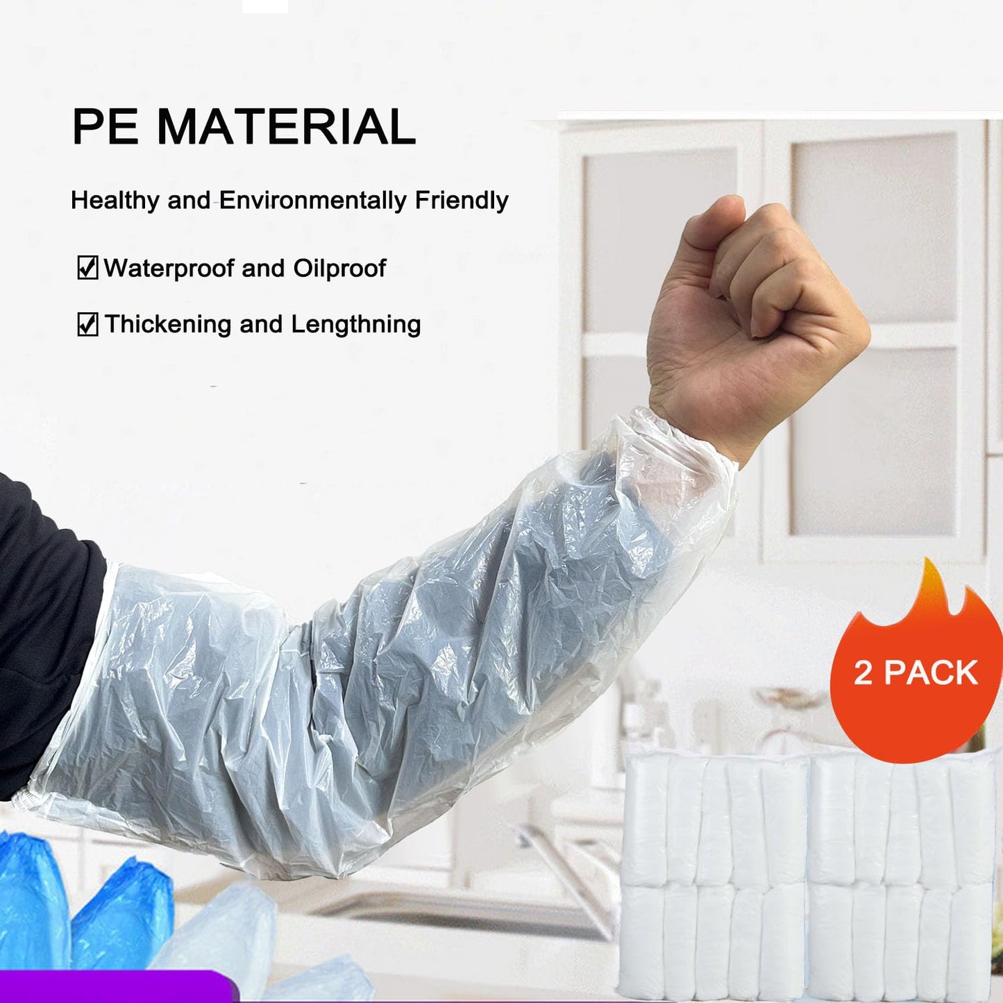 Disposable Oversleeves Covers, FIPASEN 200PCS Plastic Arm Sleeves Covers for Painting Repairing Cleaning Tattooing - White