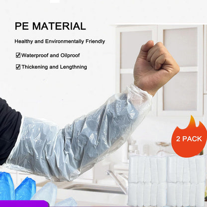 Disposable Oversleeves Covers, FIPASEN 200PCS Plastic Arm Sleeves Covers for Painting Repairing Cleaning Tattooing - White