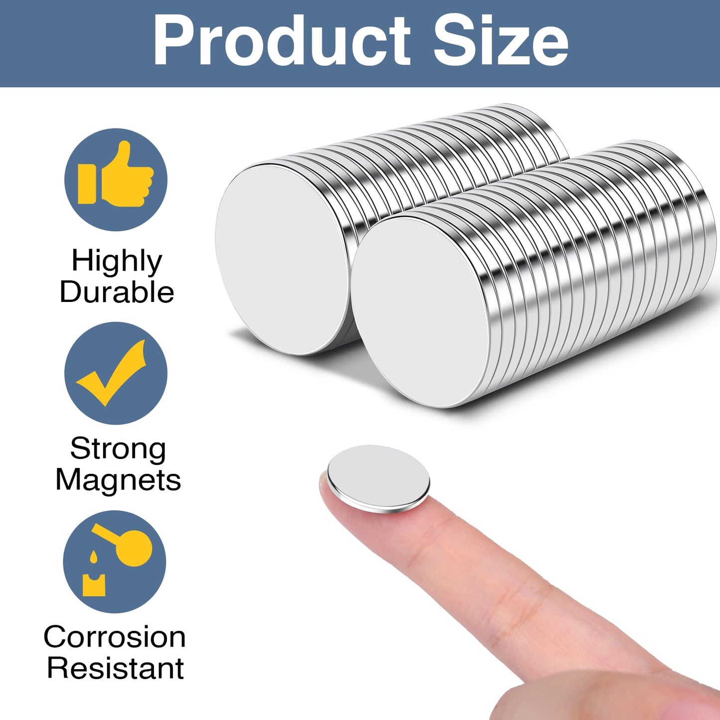 TRYMAG Magnets, 20 x 2mm Super Disc Rare Earth Magnets, Small Round Refrigerator Magnet for Fridge, Crafts, Office, Whiteboard, Dry Erase Board, Cabinets