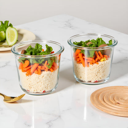 B.GUBOBOYA 4Pack Round Glass Soup Storage Containers with Locking Lids, 24oz Glass Food Containers BPA free, Round Food Containers for Salad, Soup, Lunch and Microwave, Freezer, Dishwasher Safe