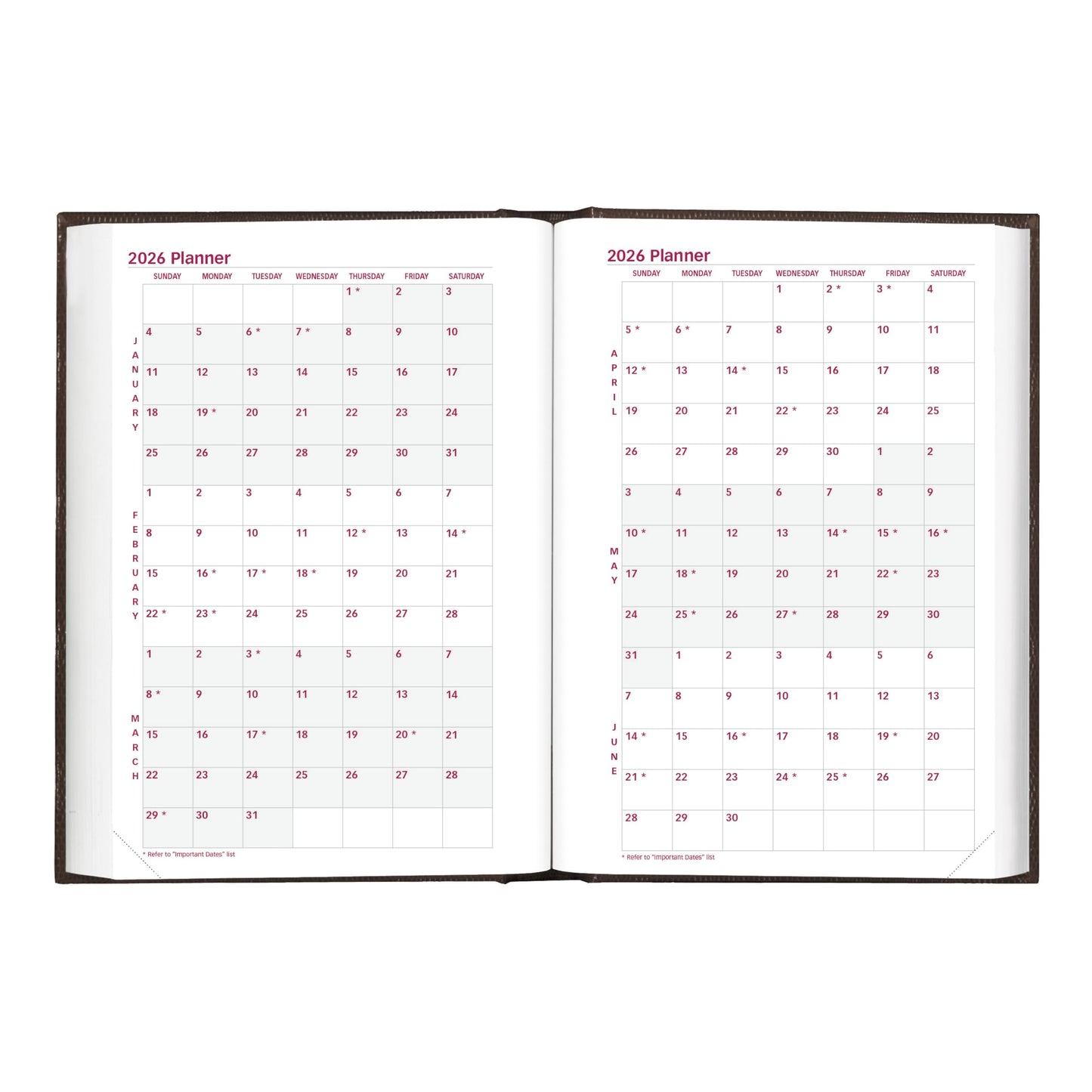 Brownline® 2026 Traditional Daily/Monthly Planner, Untimed Journal, 12 Months, January to December, Perfect Binding, 7.5" x 5", Black (CB387.BLK-26)