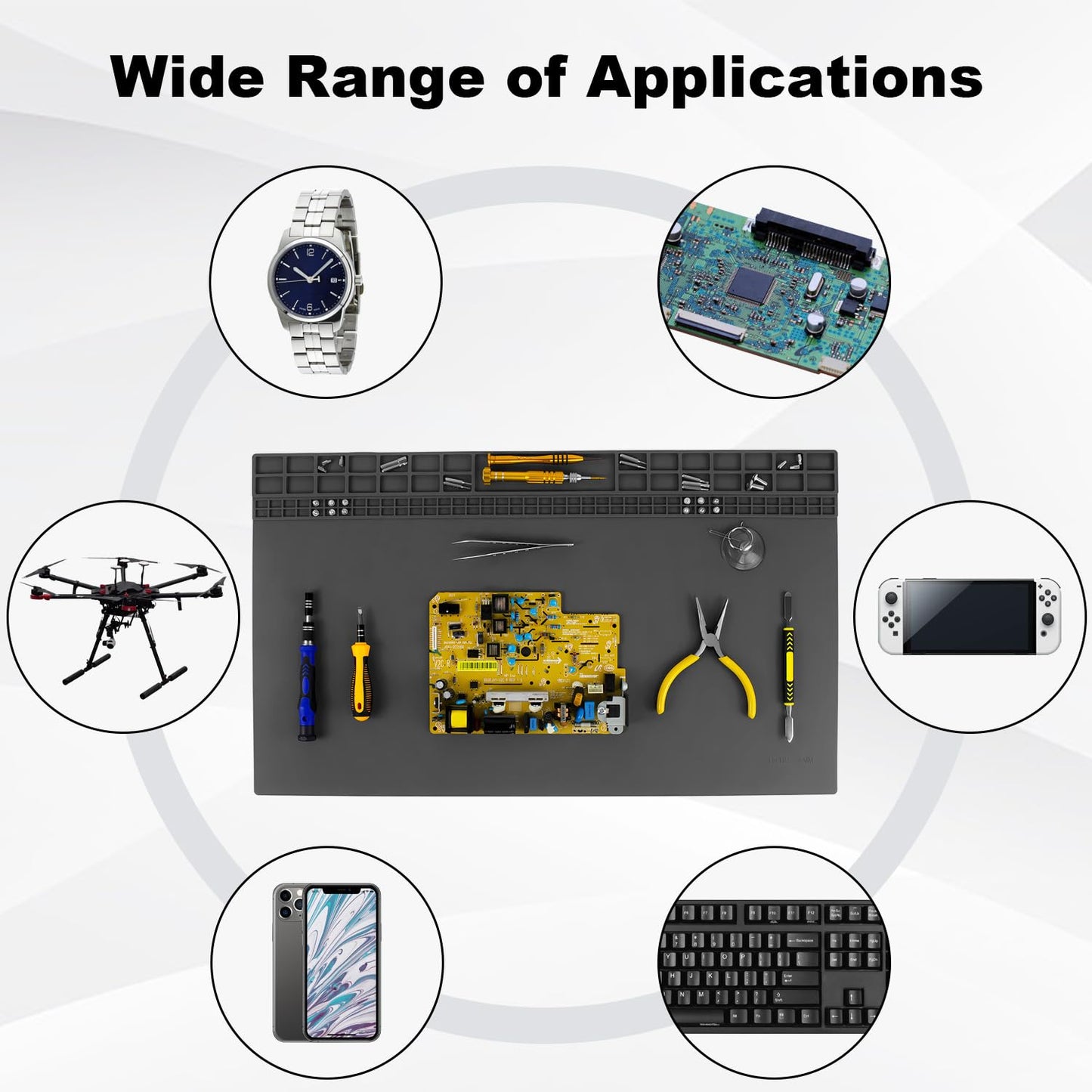 Premium Large Soldering Mat, 23.7 x 13.8 inch Heat Resistant 932°F Repair Work Mat Large Silicone Soldering Mat for Soldering, Electronics, Computer, Cellphone Repair Etc