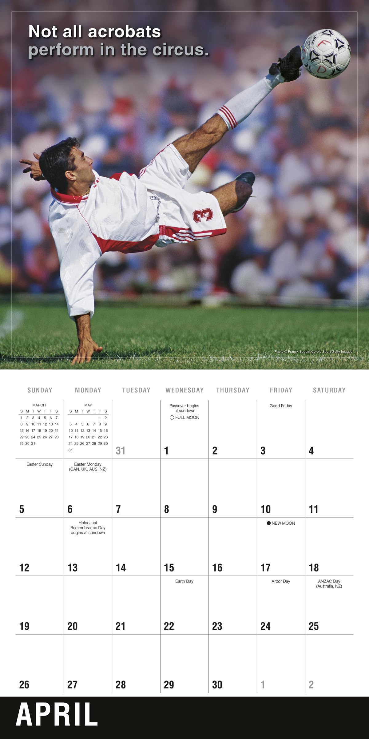 Soccer 2026 Wall Calendar, 16-Months Sports Calendar, 12" x 12"