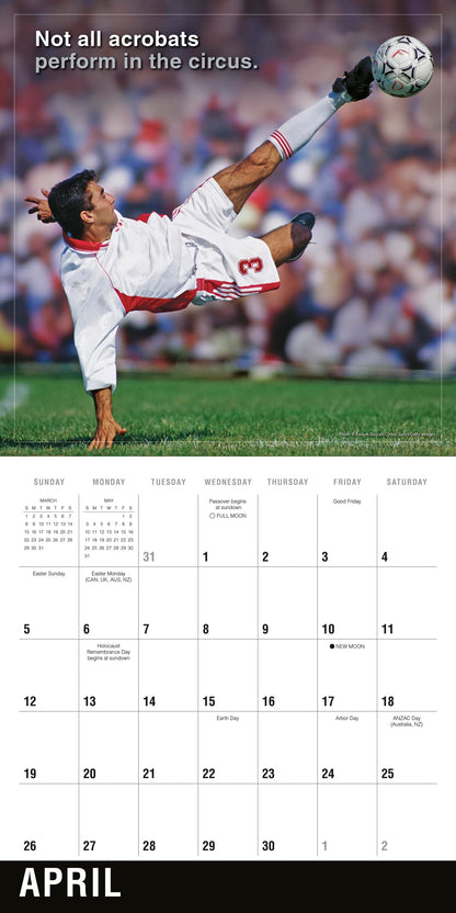 Soccer 2026 Wall Calendar, 16-Months Sports Calendar, 12" x 12"
