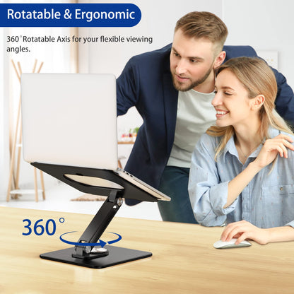 BESIGN LSX7 Laptop Stand with 360° Rotating Base, Ergonomic Adjustable Notebook Stand, Riser Holder Computer Stand Compatible with Air, Pro, Dell, HP, Lenovo More 10-15.6" Laptops, Lapdesk, Black