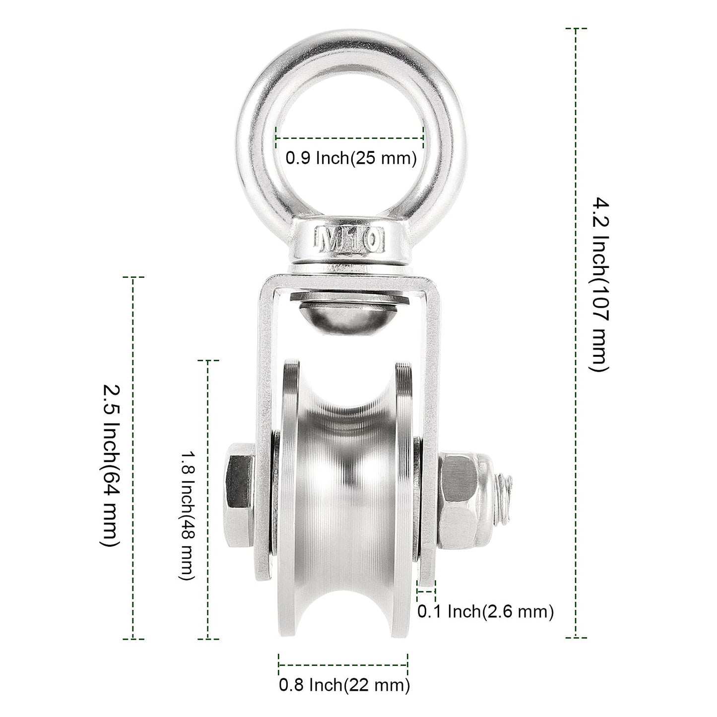 PINGEUI 2 Pack Cable Pulley Wheel, 304 Stainless Steel Heavy Duty Swivel Pulley for System Lifting Gym Equipment Clothesline, 441 Lbs Capacity