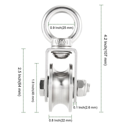 PINGEUI 2 Pack Cable Pulley Wheel, 304 Stainless Steel Heavy Duty Swivel Pulley for System Lifting Gym Equipment Clothesline, 441 Lbs Capacity
