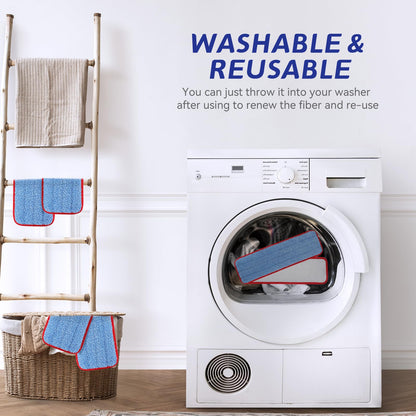 BeiLan Microfiber Mop Pads - 10 Pack Reusable Wet & Dry Cleaning Refills for 18" & 17" Mops, Compatible with Rubbermaid Commercial & Any Microfiber Flat Mop System, Safe on All Floor Types