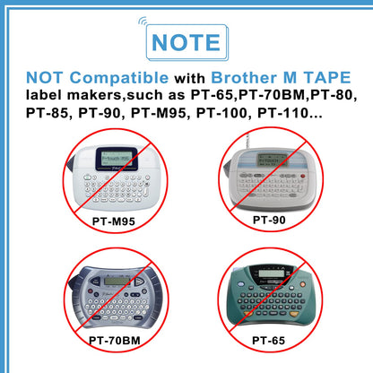 5-Pack Compatible with Brother TZe TZ Tape P Touch Label Tape 12mm 0.47 Laminated Label Maker Tape, for Ptouch PT-D210 PT-H110 PT-D220 PTD610BT D400 D600, White/Berry Pink/Purple/Pink/Blue