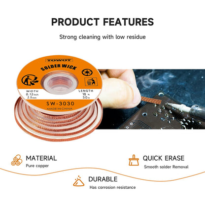TOWOT Solder Wick, Desoldering Braid, Flux Wick, and Desoldering Wicks - Efficient and Professional Solder Removal SolutionSolution
