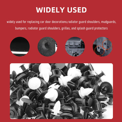 1240PCS Car Retainer Clips Kit – Fix Loose Bumpers/Fenders/Door Panel, 32 Popular Sizes Rivets with 10 Cable Ties and Removal Tool Universal for Toyota Honda Ford Benz Chevy