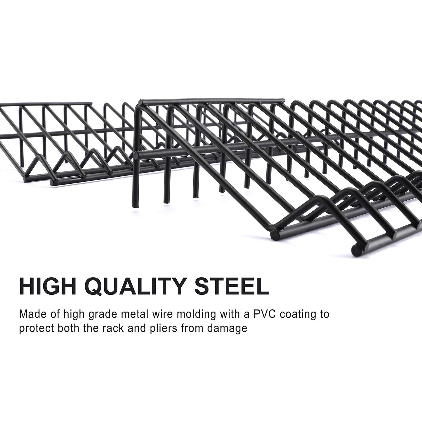 CASOMAN Plier Organizer Rack, 2 Pack, Pliers Holder in Black Wrench organizer, tool organizers and storage, 15-Slot Plier Rack