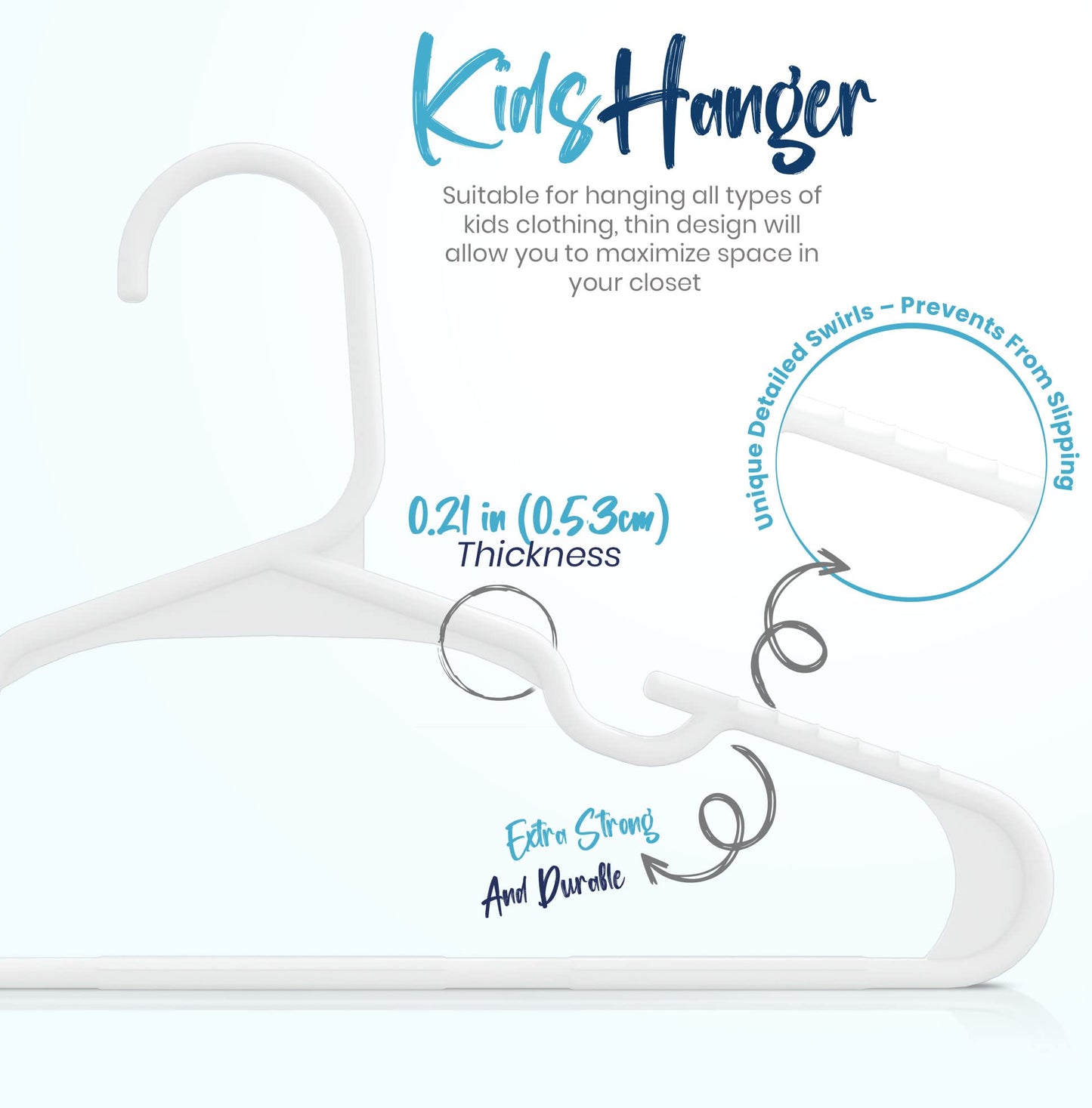 Utopia Home 60 Pack Kids Hangers - Plastic Baby Hangers for Closet - Children's Hangers for Clothes & Infant Hangers for Closet - Ideal for Everyday Standard Use (White)