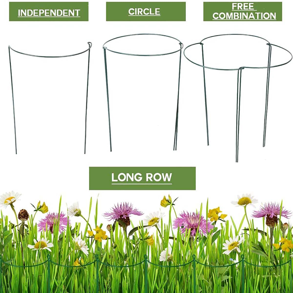 8 Pack Plant Support Stakes, Metal Interlinking Plant Stake for Garden, Plant Cages & Supports for Peony, Tomato, Hydrangea, Indoor Plants (9.8" W x 15.7" H)
