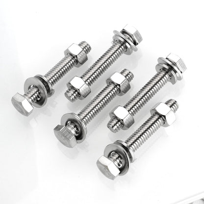 Mywish (20 Sets) 5/16-18 x 2-1/2", 5/16 Bolt Hex Head Assorted Screws Nuts and Bolts with Flat & Lock Washers, 304 Stainless Steel Metric Bolt Assortment 18-8, Fully Threaded