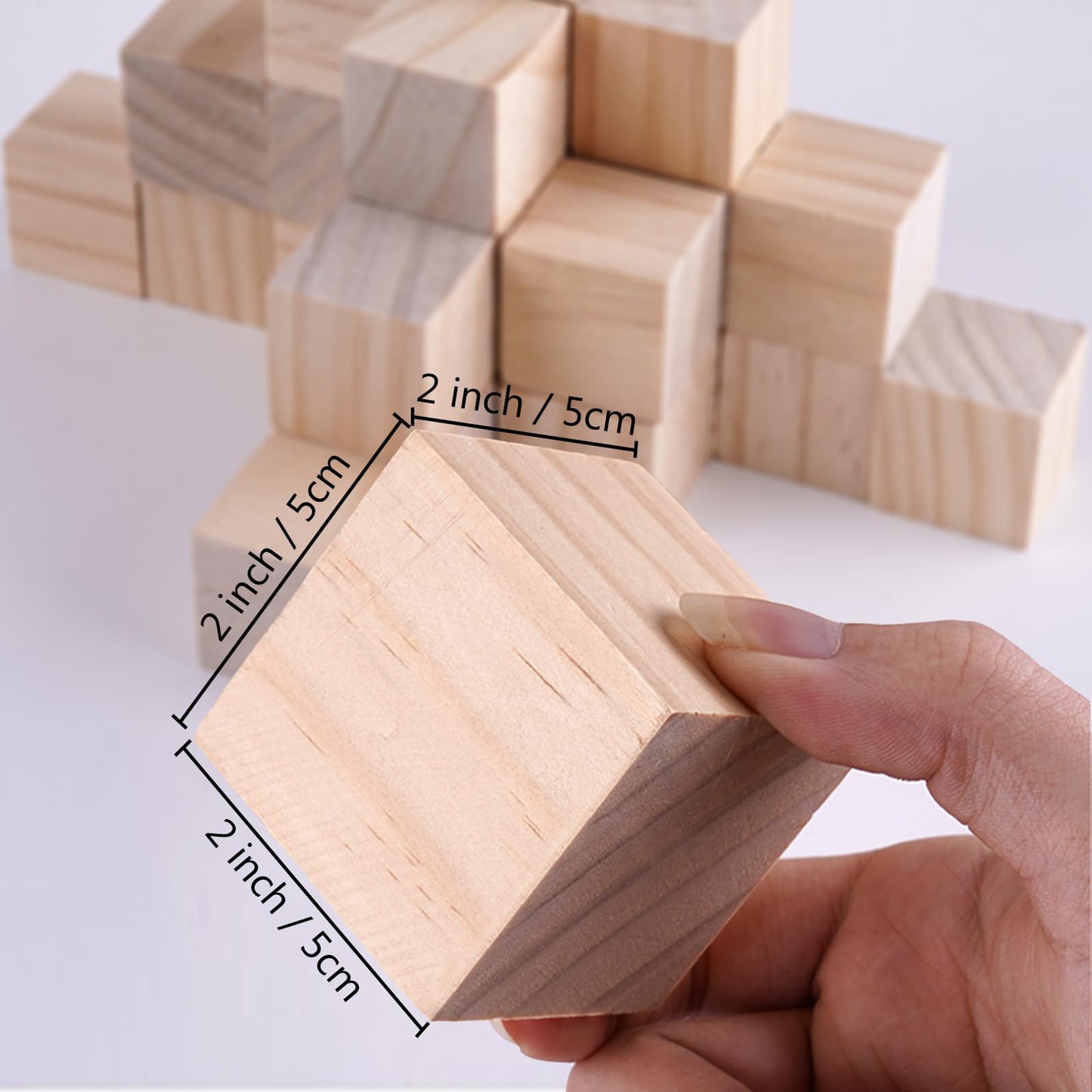 PLAZOTTA 30 Pack 2 Inch Unfinished Wooden Cubes Wooden Blocks, Blank Pine Wood Blocks for Crafts Making