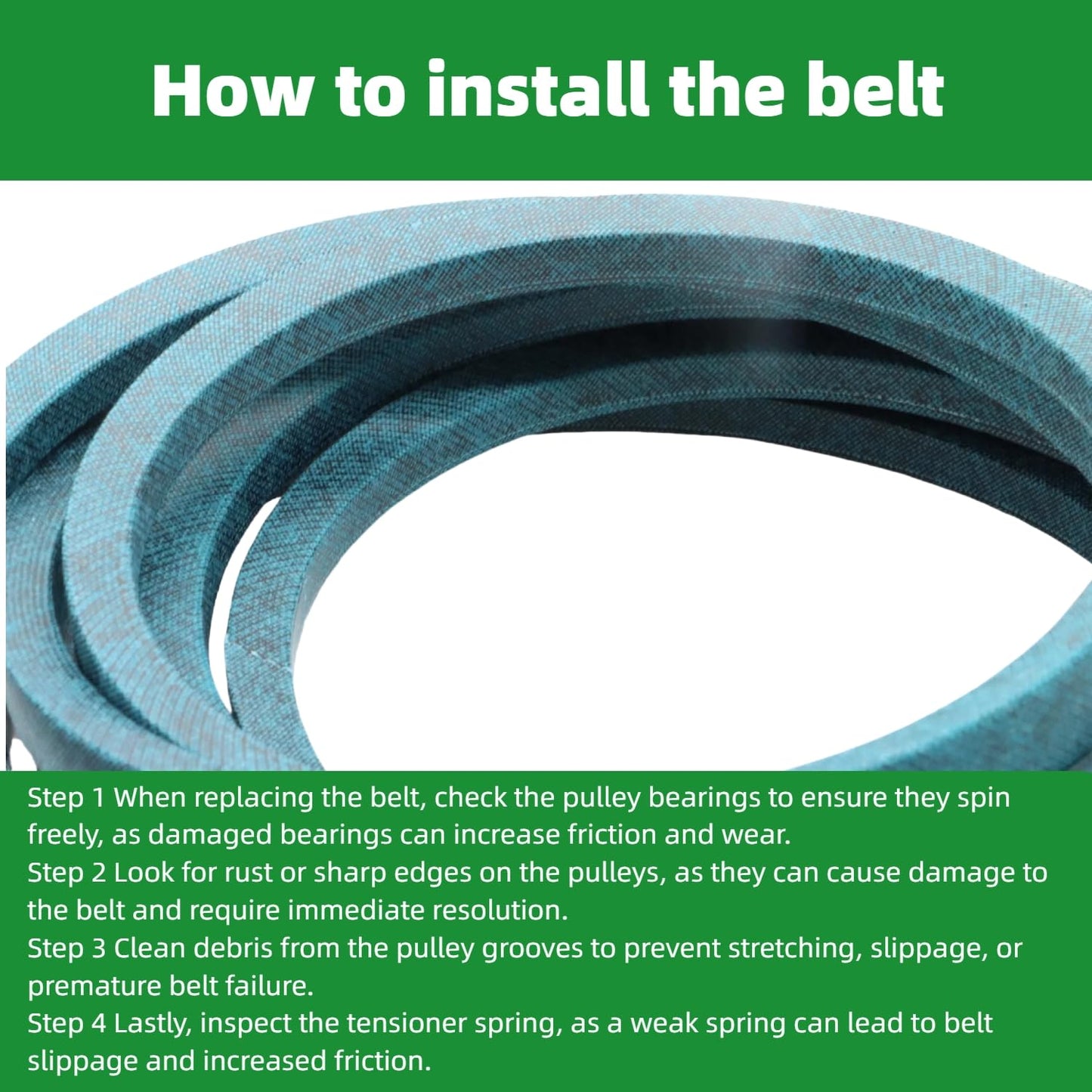 1/2" X141 1/8" Deck Belt Made with Kevlar for John Deere GX21833 GX20571 145 155C D140 D150 D160 E140 E150 E160 LA130 LA140 LA145 X140 X165 X166