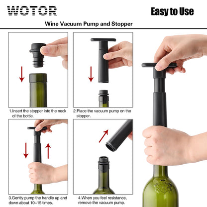 WOTOR Wine Saver Vacuum Pump with 20 Stoppers, Wine Stopper, Wine Preserver, Reusable Bottle Sealer Keeps Wine Fresh, Ideal Wine Accessories Gift