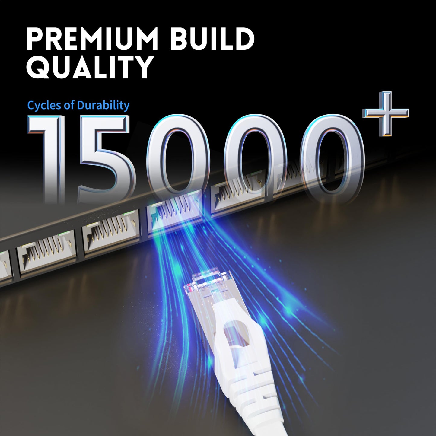 Cat 7 Shielded Ethernet Cable 100ft White, Compatible with Cat5e/Cat6 Network, Cat7 Flat Patch Cables, High Speed Internet Cord for Modem, Router, LAN, Computer, Including Clips and Straps
