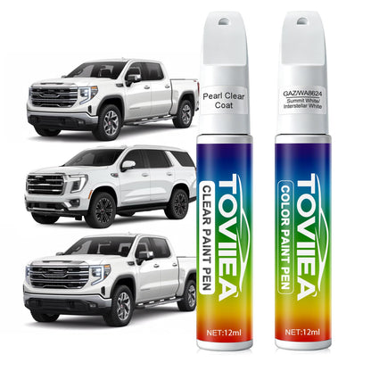 TOVIIEA Summit White/Interstellar White(GAZ/WA8624) Touch Up Paint Compatible with GMC,2-In-1 Car Scratch Remover Pen,Car Paint Scratch Repair Kit for Scratches,Chips & Nicks,2-PCS SET