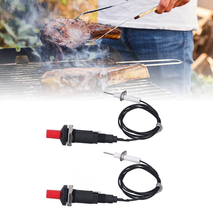 Push Button Piezo Igniter Piezo Spark Ignition 1 Out 2 Ignitor Electrode with 1 Meter Wire for Gas Stove Fireplace Oven Heater Barbecue Camping