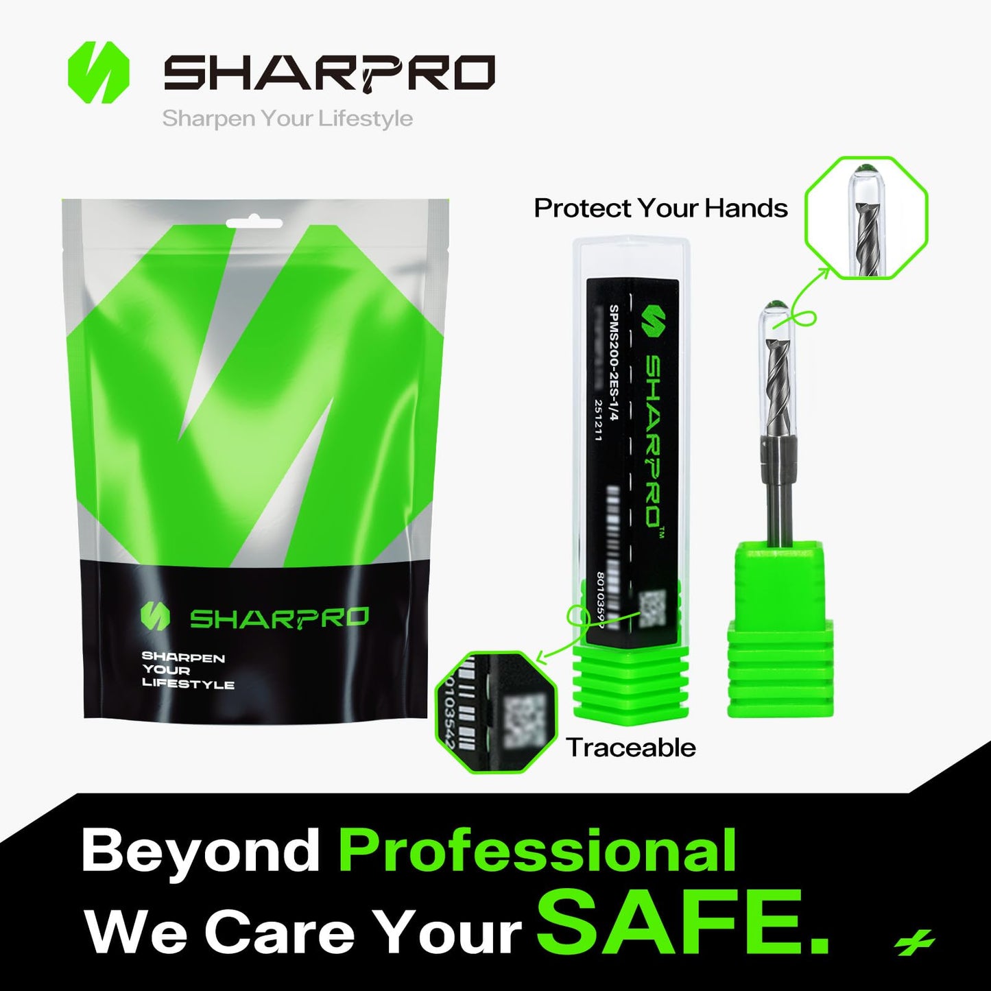 SHARPRO 1/4 End Mills 1/4 Inch Shank, 2 Flute Carbide Square Endmill with AlCrN Coated, Upcut Spiral CNC Router Bits for Alloy Steel, Metal and Stainless Steel