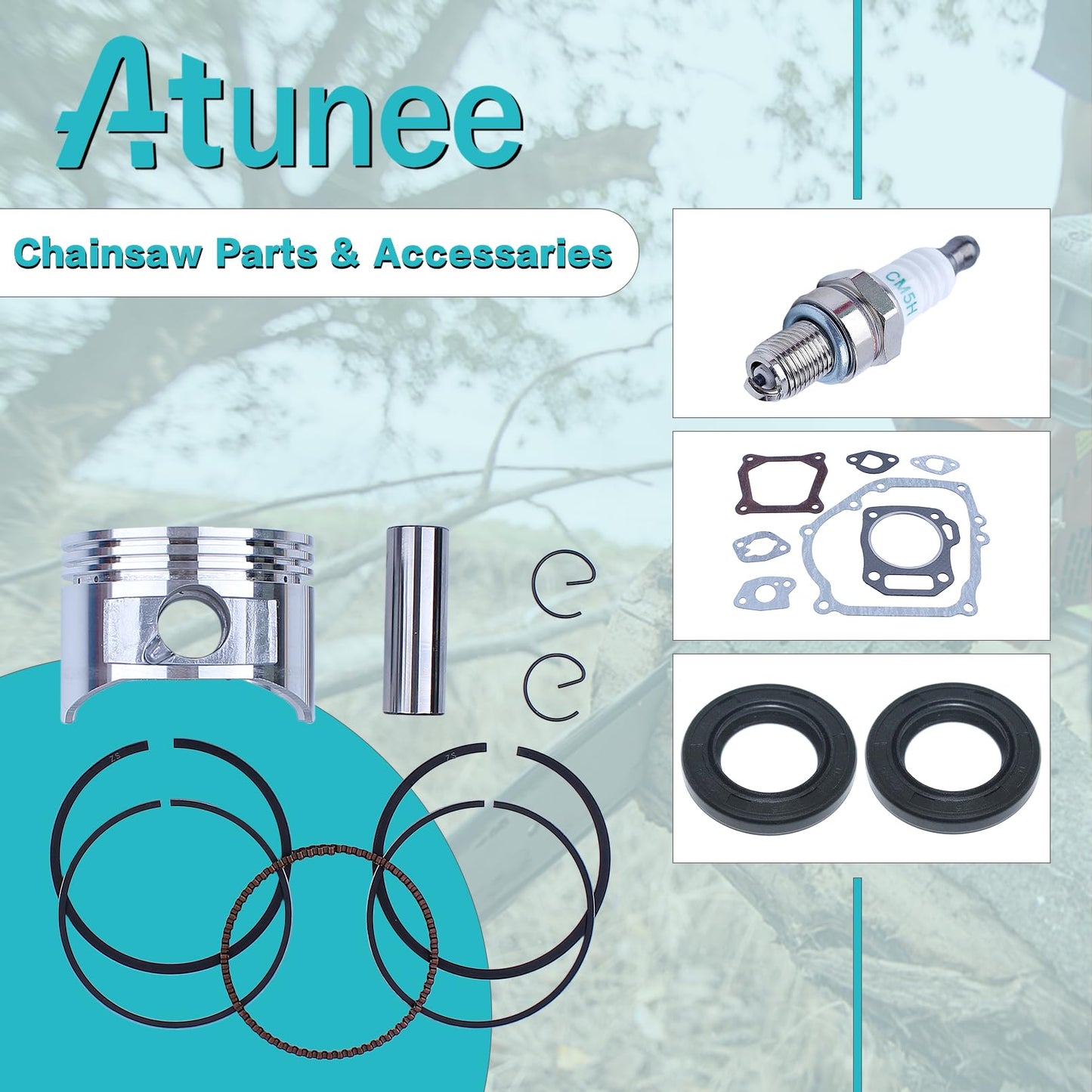 Atunee 68mm Piston Rings Gasket Oil Seal Rebuild Kit for Honda GX160 GX200 168F 5.5/6.5HP 2-3.5kw Gasoline Generator Trimmer Engine with Spark Plug Replace 13101-ZF7-010 13101-ZH8-010