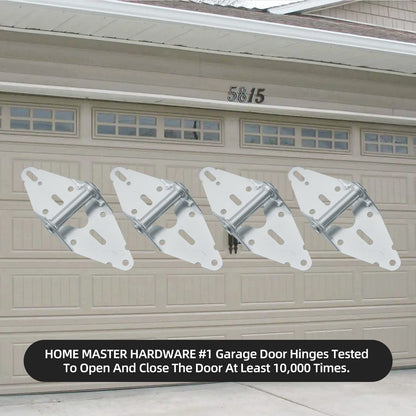 HOME MASTER HARDWARE 4 Pack Garage Door Hinge Heavy Duty 14 Gauge Steel #1 with Galvanized Finish - Residential/Light Commercial Garage Door Replacement