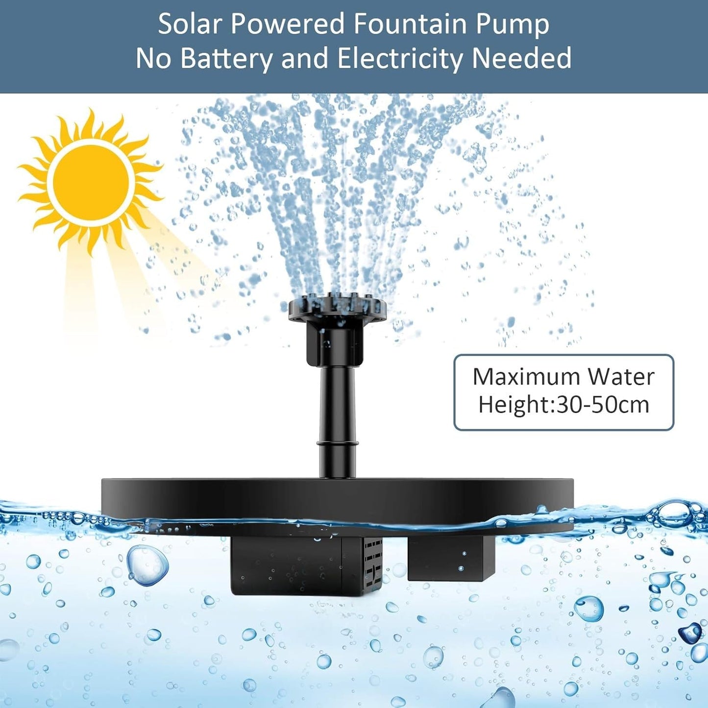AISITIN Solar Fountain 2026 Upgraded, Water Fountain Outdoor with 8 Nozzles Set & 4 Fixed Pipes, Solar Powered Water Fountain Pump for Outdoor Garden, Pond, Pool, and Bird Bath