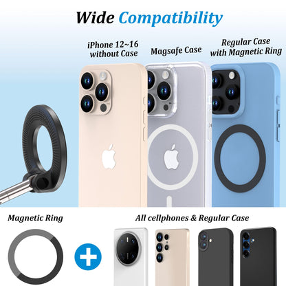 PlusAcc Vacuum Magnetic Car Phone Holder - Suction Cup Phone Mount 360° Rotatable Foldable Portable Strong Magnet Stand for iPhone 16/15/14/13 & Samsung in Gym, Mirror,Smooth Surface, All Vehicles