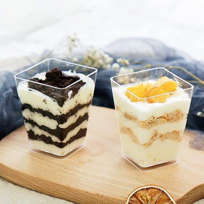 100 Packs 5 OZ Dessert Cups with Spoons,Mini Clear Plastic Dessert Parfait Cups for Party, Dessert Shot Glasse Fruit Ice Cream Pudding Appetizer Cups (100 Cups + 100 Spoons)
