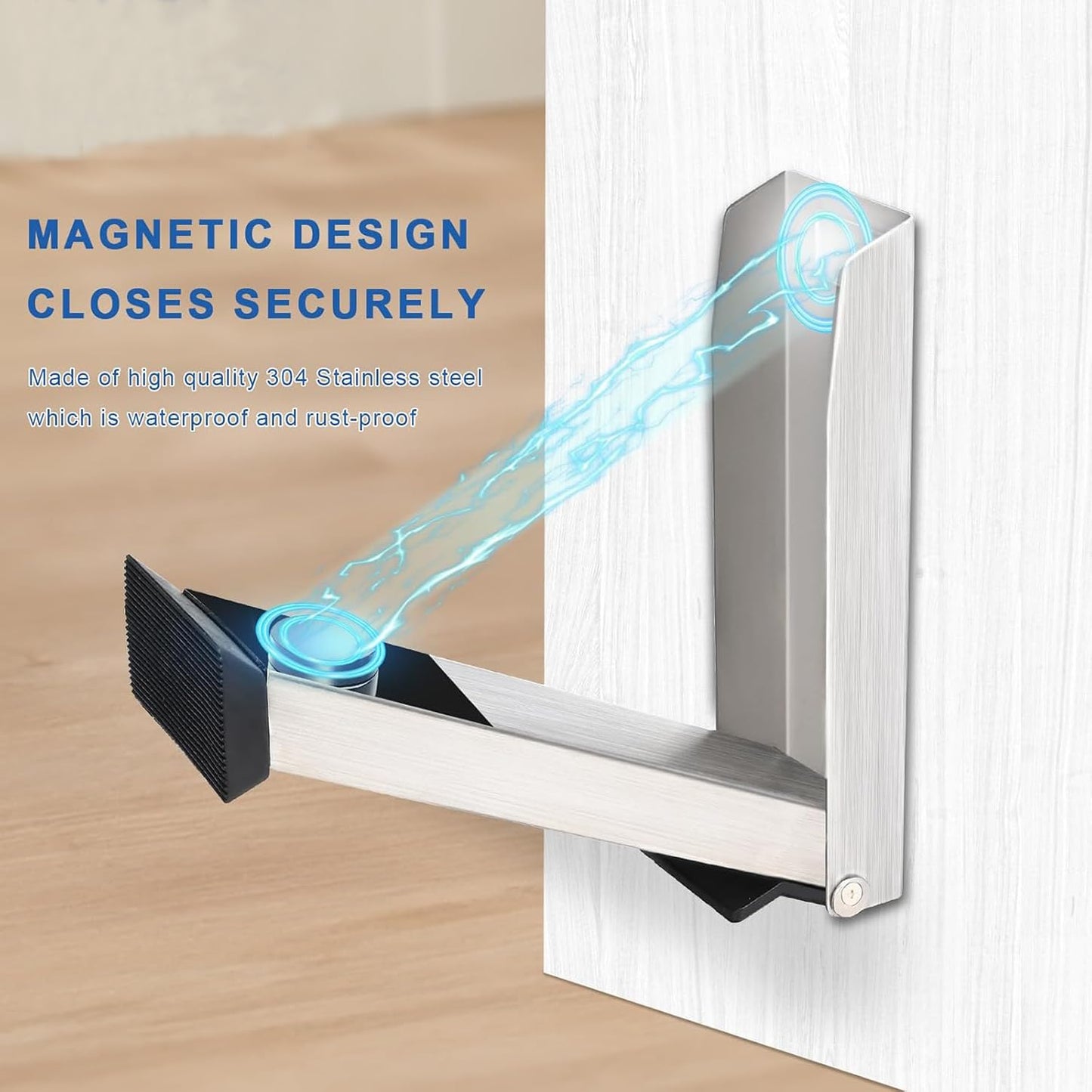 Door Stop, 2 Pack No Drilling Door Stoppers to Keep Door Open, Easy Pedal Kick Down Door Holder, Bottom of Door (White)