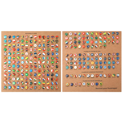 291pcs National Flag Thumb Tacks, Creative Country Flag Push Pins with Cork Board Push Pins for Map Travel Map Tacks for Bulletin Boards Soft Boards Offices Homes