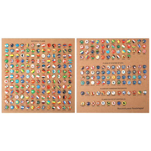 291pcs National Flag Thumb Tacks, Creative Country Flag Push Pins with Cork Board Push Pins for Map Travel Map Tacks for Bulletin Boards Soft Boards Offices Homes