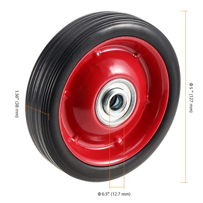 SEUNMUK Solid Rubber Wheel Tire, Hand Truck Replacement Wheels, 4 Pack 5" x 1.5", 1/2 Inch Axle Hole, 88 lbs Capacity for Hand Trucks, Garden Cart, Lawn Cart, Mower
