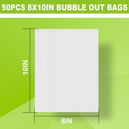 50 Pcs Bubble Pouch Wraps, 8''x10'' Clear Bubble Out Bags for Packing, Double Walled Cushioning Bags for Shipping, Storage and Moving(Not Self-Seal)