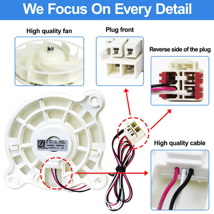 DA31-00287B Refrigerator Evaporator Fan Motor Replacement for Samsung Refrigerator Freezer Fan Motor Parts,Replaces DA96-00968A DA31-00334A 3954921 AP5948644 PS9494284 EAP9494284 Fridge Parts