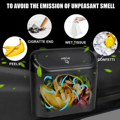2 Packs Mini Car Trash Can Bin with Lid and 150pcs Trash Bags,Car Trash Can Bin,Car Garbage Trash Can Storage for Front Back Seat Accessories (2) (2)