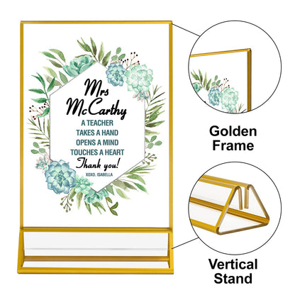 Acrylic Gold Sign Holders, 5x7 Vertical Clear Picture Frames with Gold Borders, Double Sided Table Menu Display Stand for Restaurant Signs, Wedding Table Numbers, Photos and Art Display - 6 Pack