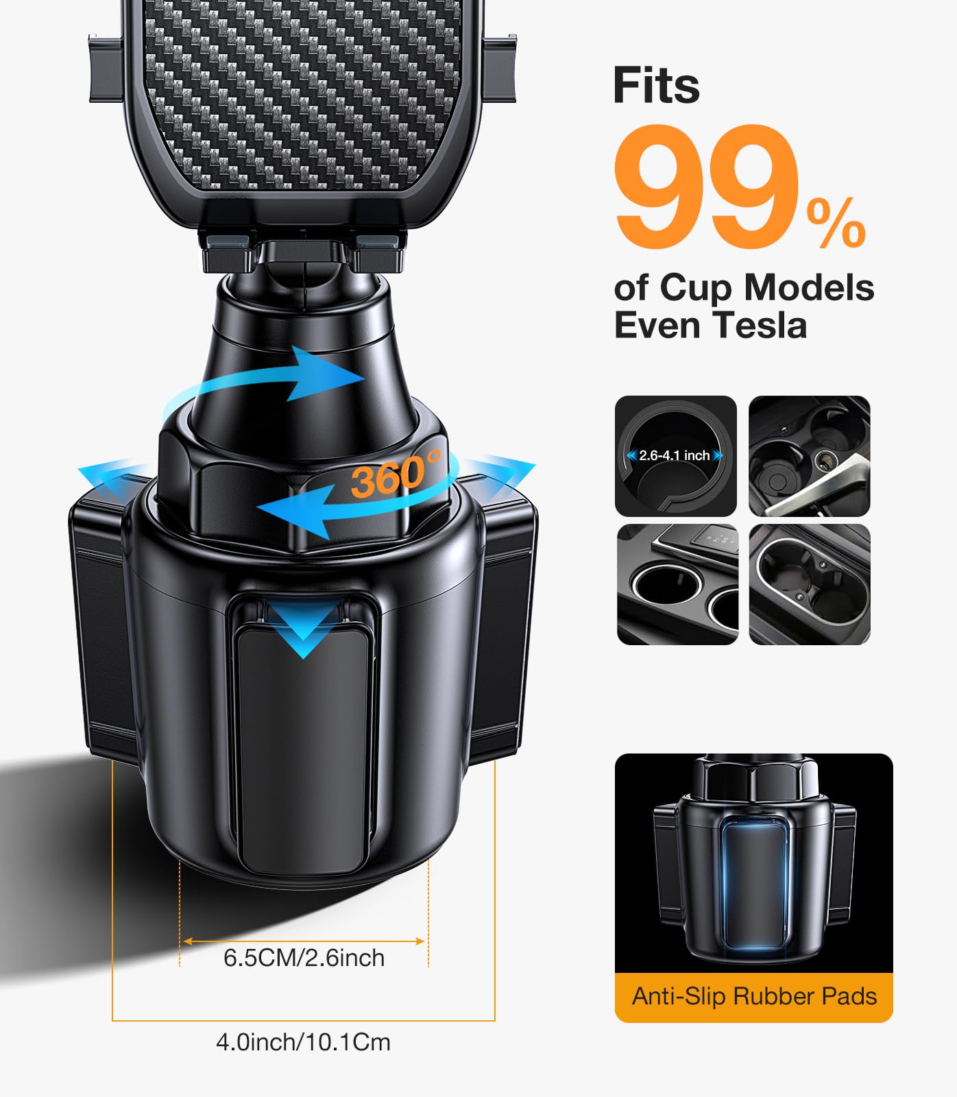 Coolpow Car Cup Holder Phone Mount for Car【Ultra Stable & Never Shake】 Cell Phone Holder Car Cupholder Support Cellulaire Auto Car Phone Holder Mount for iPhone 17 16 15 Galaxy S25 All 4-7'' Phone