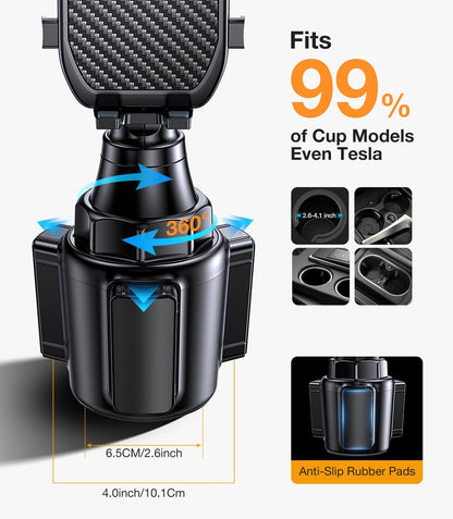 Coolpow Car Cup Holder Phone Mount for Car【Ultra Stable & Never Shake】 Cell Phone Holder Car Cupholder Support Cellulaire Auto Car Phone Holder Mount for iPhone 17 16 15 Galaxy S25 All 4-7'' Phone