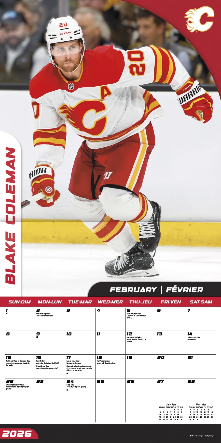 2026 Calgary Flames (Bilingual French) Wall Calendar