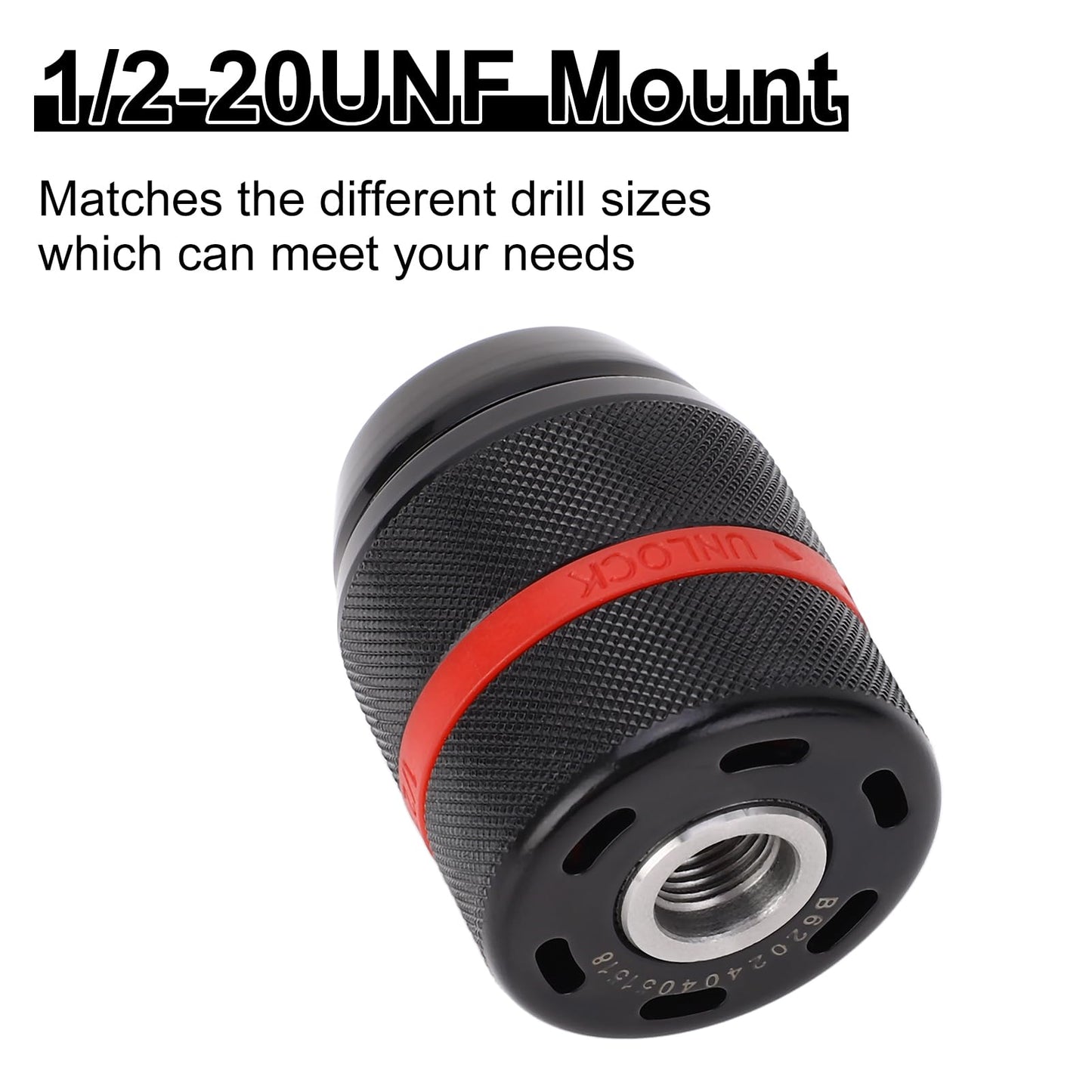 Drill Chuck Keyless, Multi Quick Change Keyless Hand Drill Chuck, 1/2-20UNF Mount 2-13mm Self-Tightening Drill Chuck Adapter for Multiple Purposes Power Drill, Engine Driven Drill, Handheld Drill