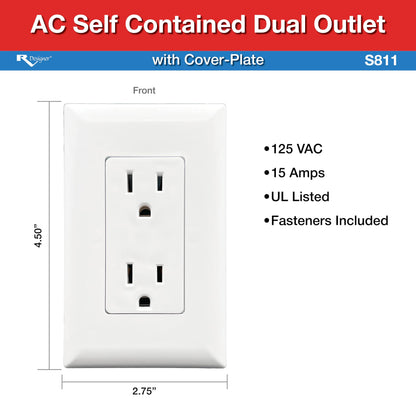 RV Designer Collection S811 Dual Outlet W/Cover Plate White