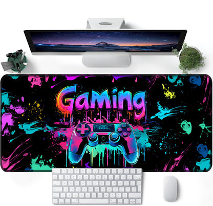 SparkLia Gaming Mouse Pad, UV Reactive X-Large Waterproof Blacklight Colorful Splatter Art Game Controller Non-Slip Rubber Base Mousemat, Glow in the Dark Desk Mat for Office Home - 31.5 x 11.8 inches