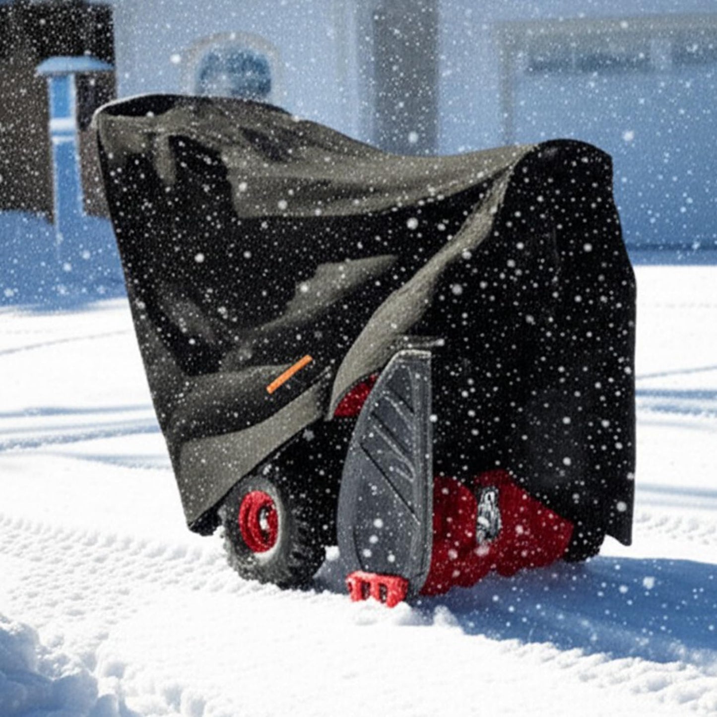 Snow Thrower Cover Waterproof Heavy Duty Oxford Snow Blower Cover with Windproof Buckles and Elastic Cord for Outdoor Electric All Weather Protection (Black, 120 x 81.5 x 101.6 cm)