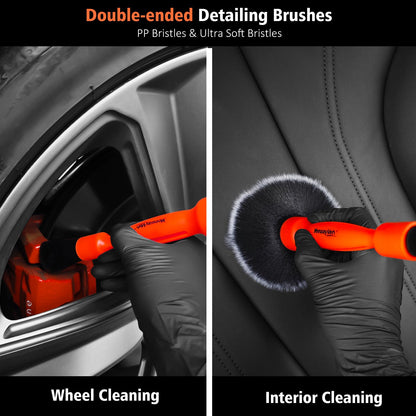 YeewayVeh 4PCS Car Wheel Cleaning Kit, Bendable Microfiber Tire & Rim Cleaner, Scratch-Free Double Head Detailing Brushes for Car All Wheel Types